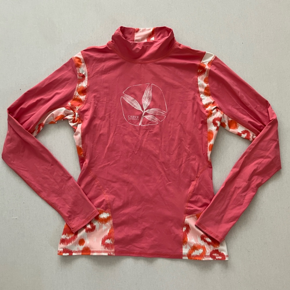 Carve Designs Pink and White Patterned Swim Top